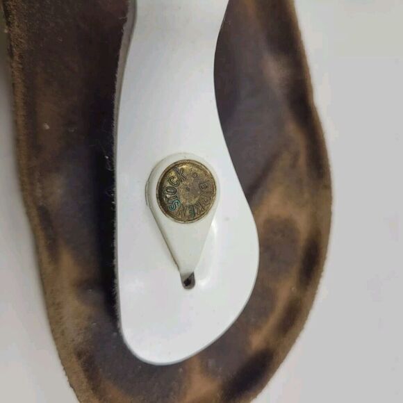 Birkenstock Sandals Womens EU36 US5.5 Gizeh White Birko-Flor Patent Slides - Picture 10 of 12